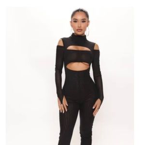Mesh jumpsuit fashion nova